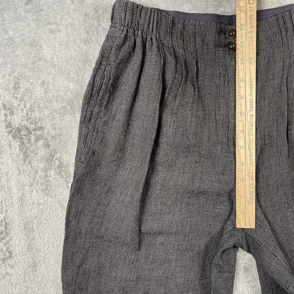 POETRY Pants Womens Sz 8 Grey Linen Tapered Trousers Crop Pleated Houndstooth - Picture 11 of 13